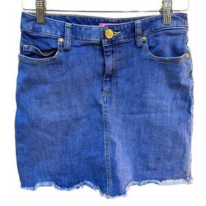 Lilly Pulitzer Denim Jean Skirt Raw Frayed Hem Women's Size 0